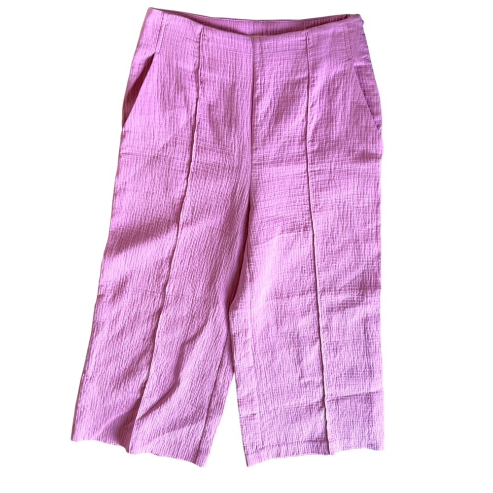 Anthropologie Maeve Wide Leg Double Gauze Cotton Textured Pants Sz 6 Pink